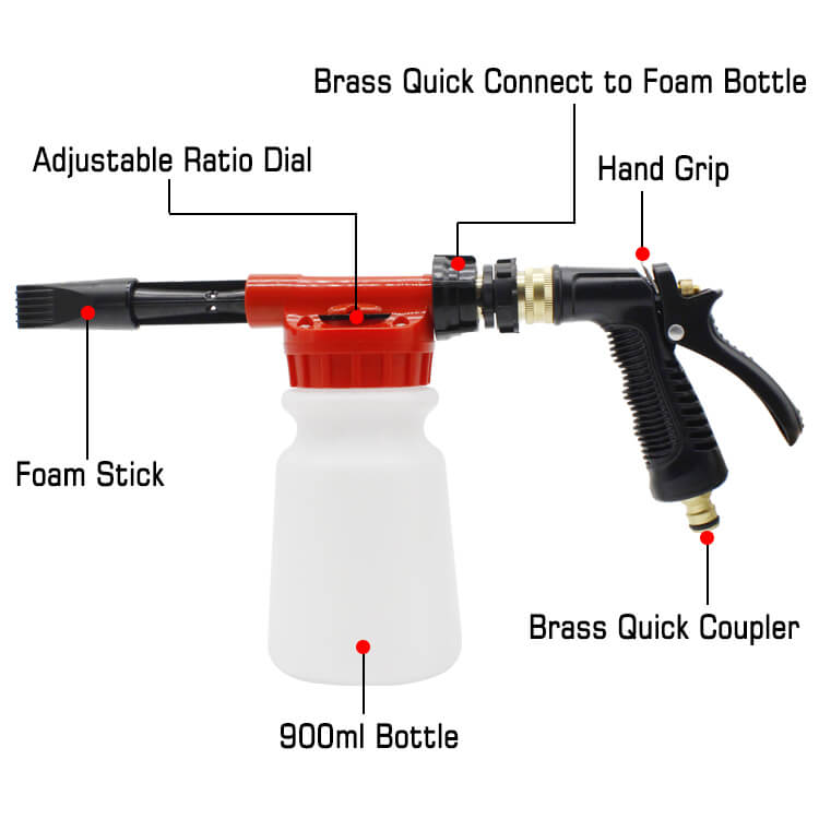 1705044636 S816A Car Wash Foam Gun Foam Cannon Garden Hose Foam Sprayer Exterior Care Products Spray Foam Gun Car Wash Kit Foam Blaster for Snow Foam